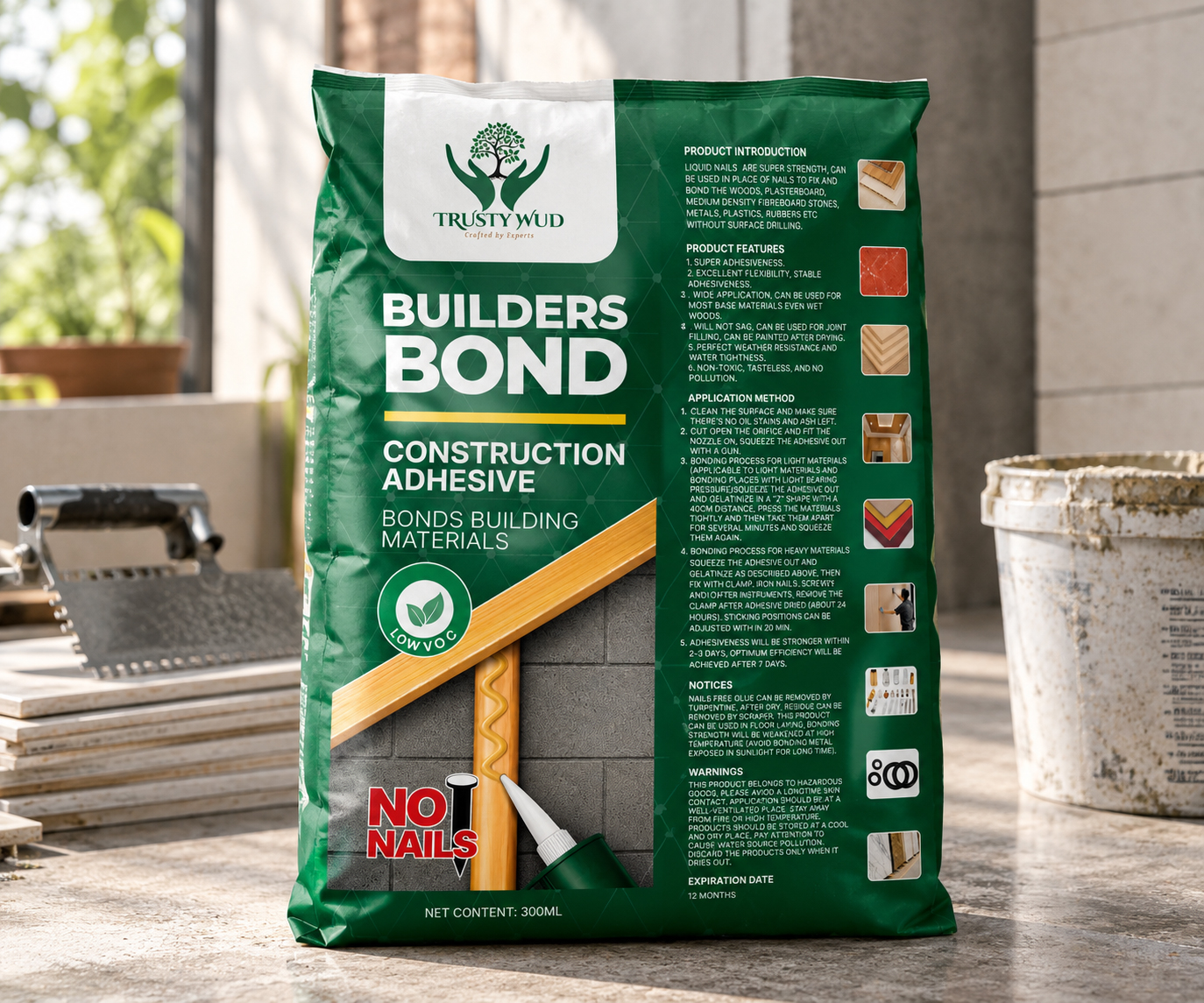 Trusty Wud Builders Bond Packaging Design