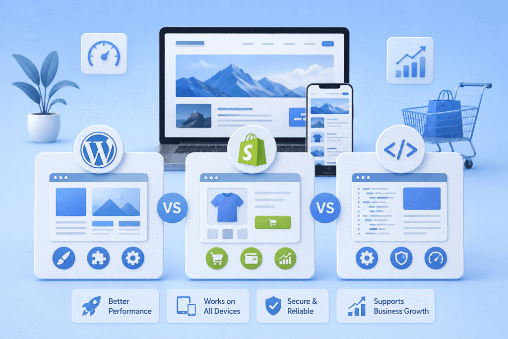 WordPress vs Shopify vs Custom Website